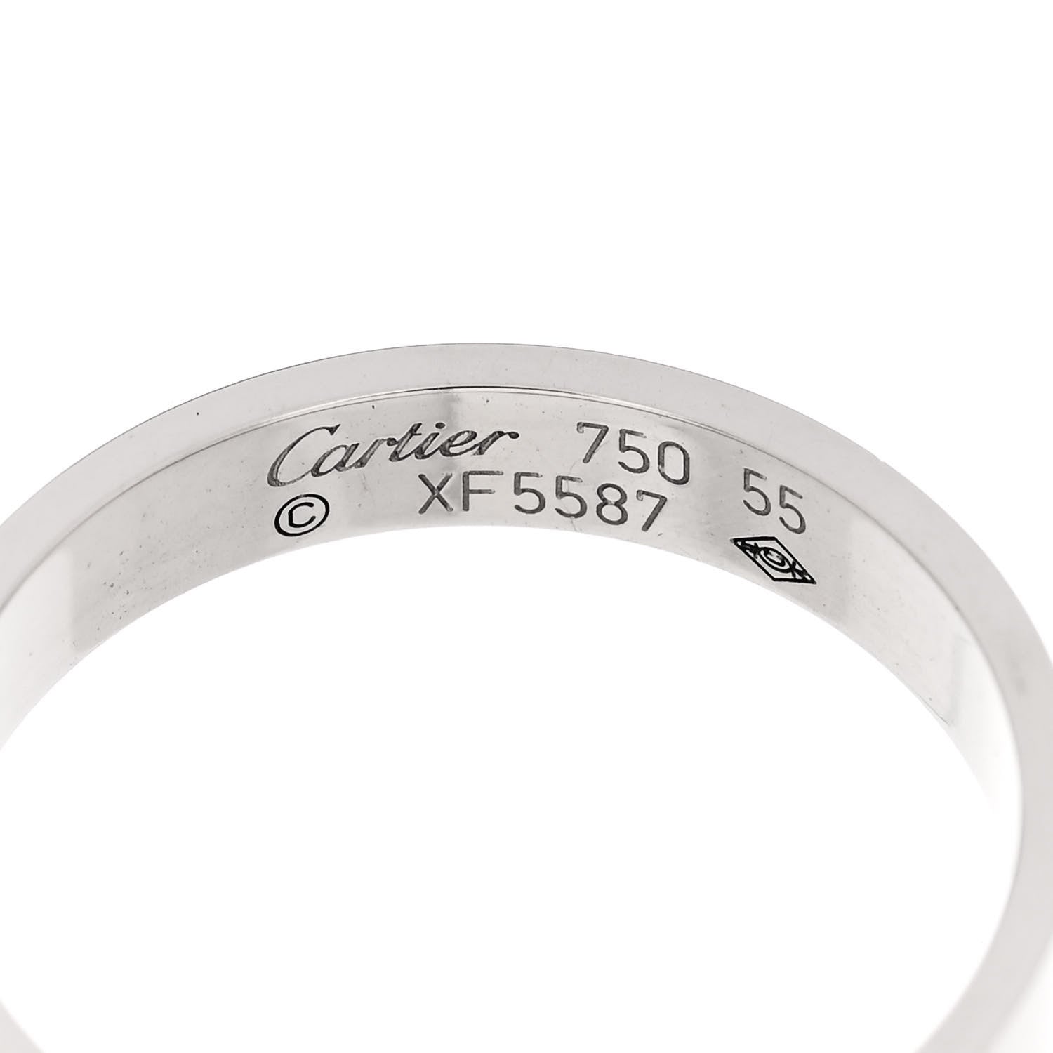 Cartier 18K White Gold 3.5mm LOVE Wedding Band Ring 55 7.25 4 of 5