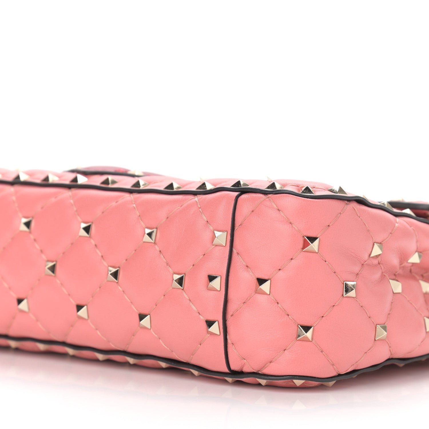 Valentino Garavani Nappa Quilted Heart Medium Rockstud Spike Shoulder Bag Paradise Rose Red 6 of 9