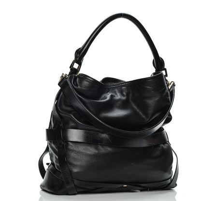Burberry Soft Lambskin Bridle Calfskin Medium Gosford Hobo Black 3 of 11