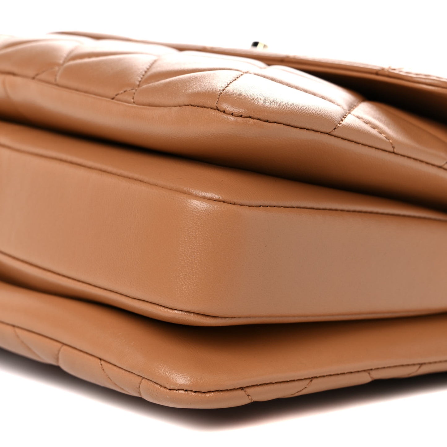 Lambskin Quilted Small Trendy CC Flap Dual Handle Bag Camel