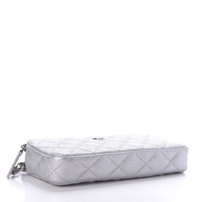 Chanel Metallic Caviar Quilted Small Clutch With Chain Silver 4 of 11