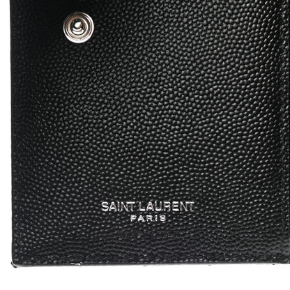 Saint Laurent Grain De Poudre Matelasse Chevron Monogram Zipped Two-Part Wallet Black 6 of 8