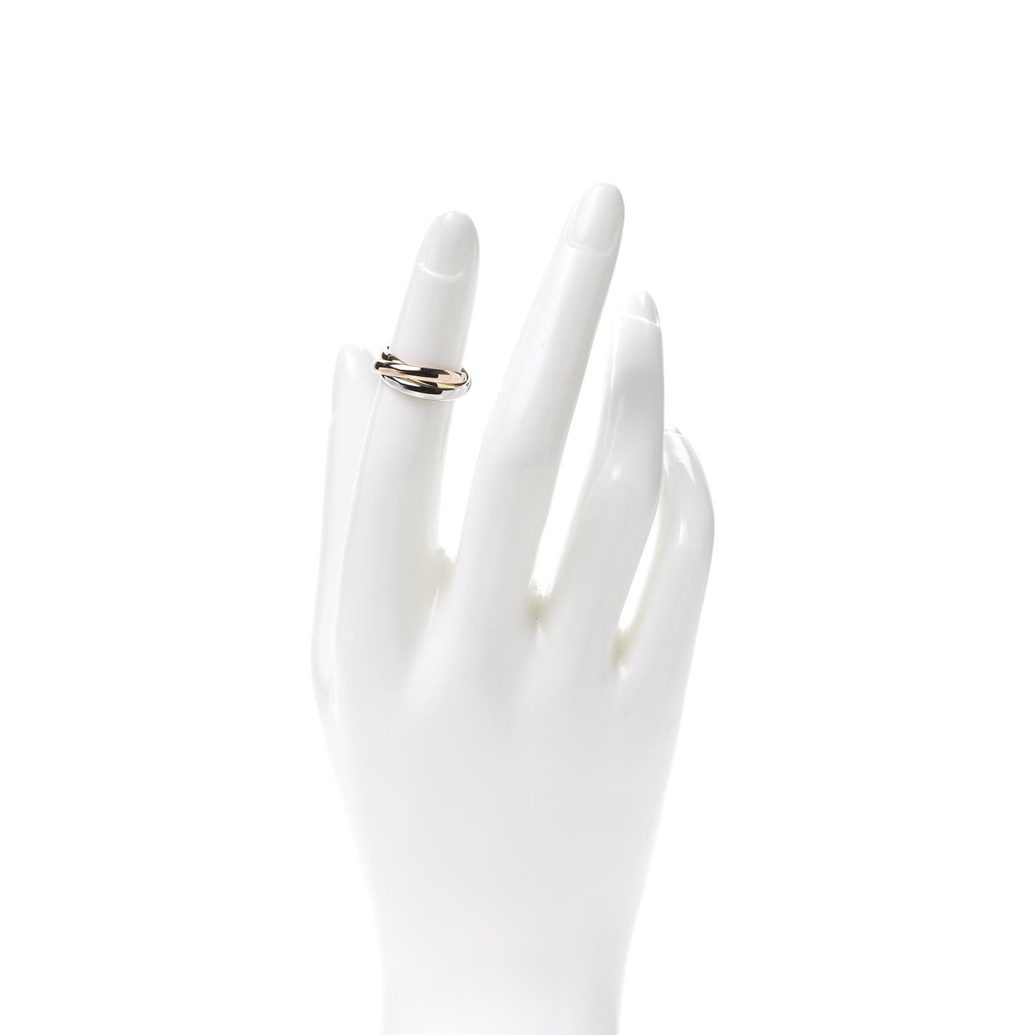 Cartier 18K Pink Yellow White Gold Small Trinity Ring 46 3.75 2 of 5