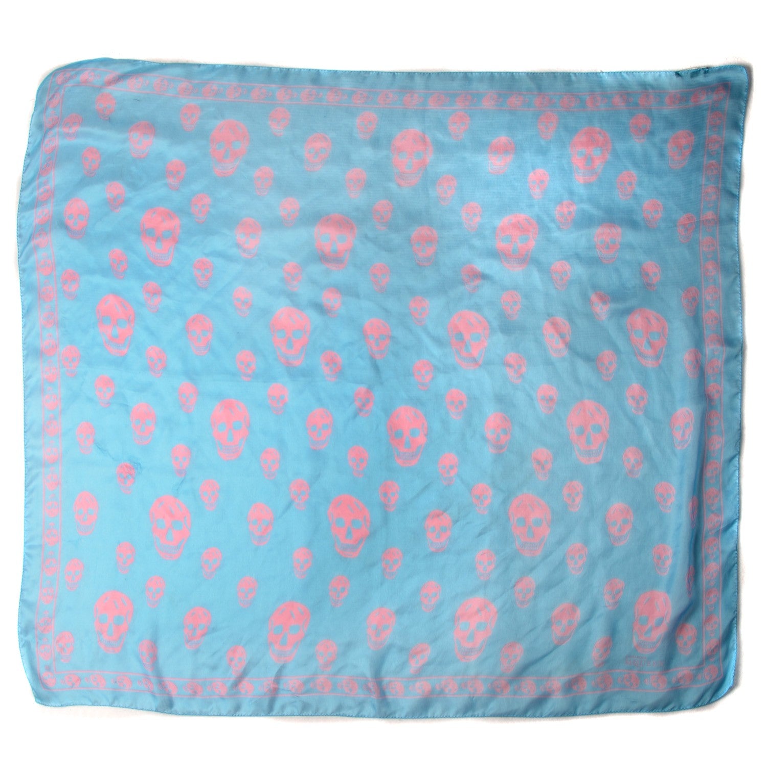 Alexander McQueen Silk Chiffon Skull Scarf Blue Pink 3 of 5