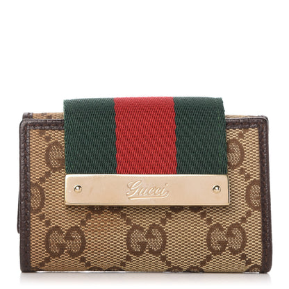 Gucci Monogram Calfskin Ladies Web 6 Key Holder Case Beige Ebony Cocoa 1 of 6
