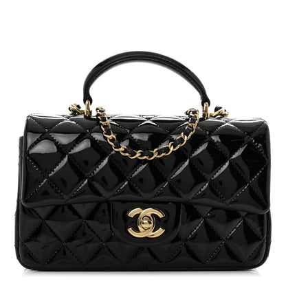 Chanel Patent Quilted Mini Top Handle Rectangular Flap Black 1 of 12