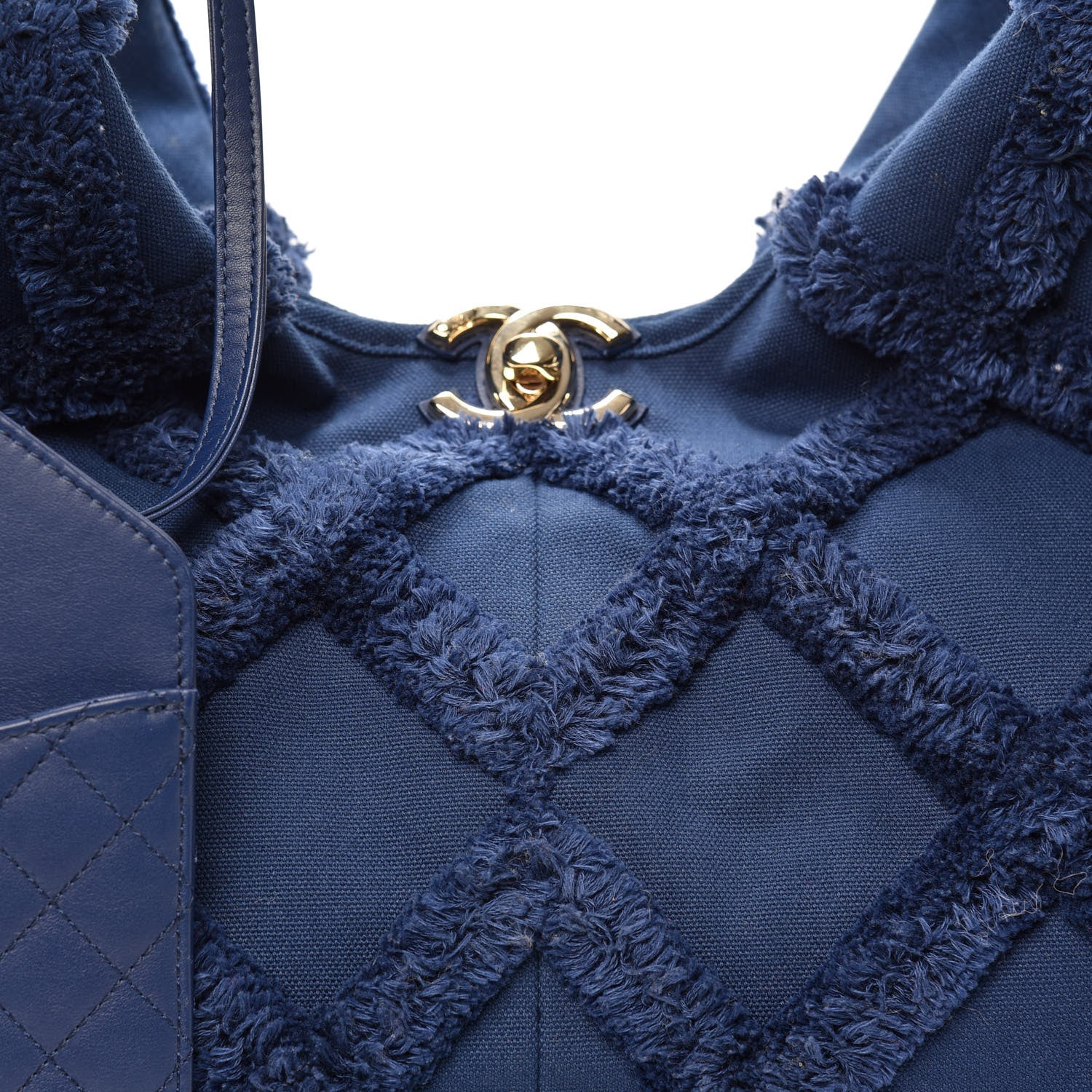 Chanel Cotton Canvas Large CC Embrace Hobo Navy 8 of 10