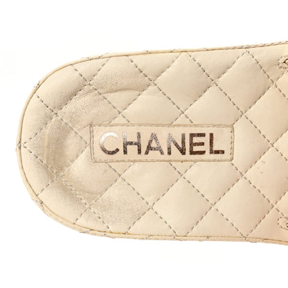 Chanel Lambskin Quilted CC Mules Sandals 38 Ivory 8 of 10