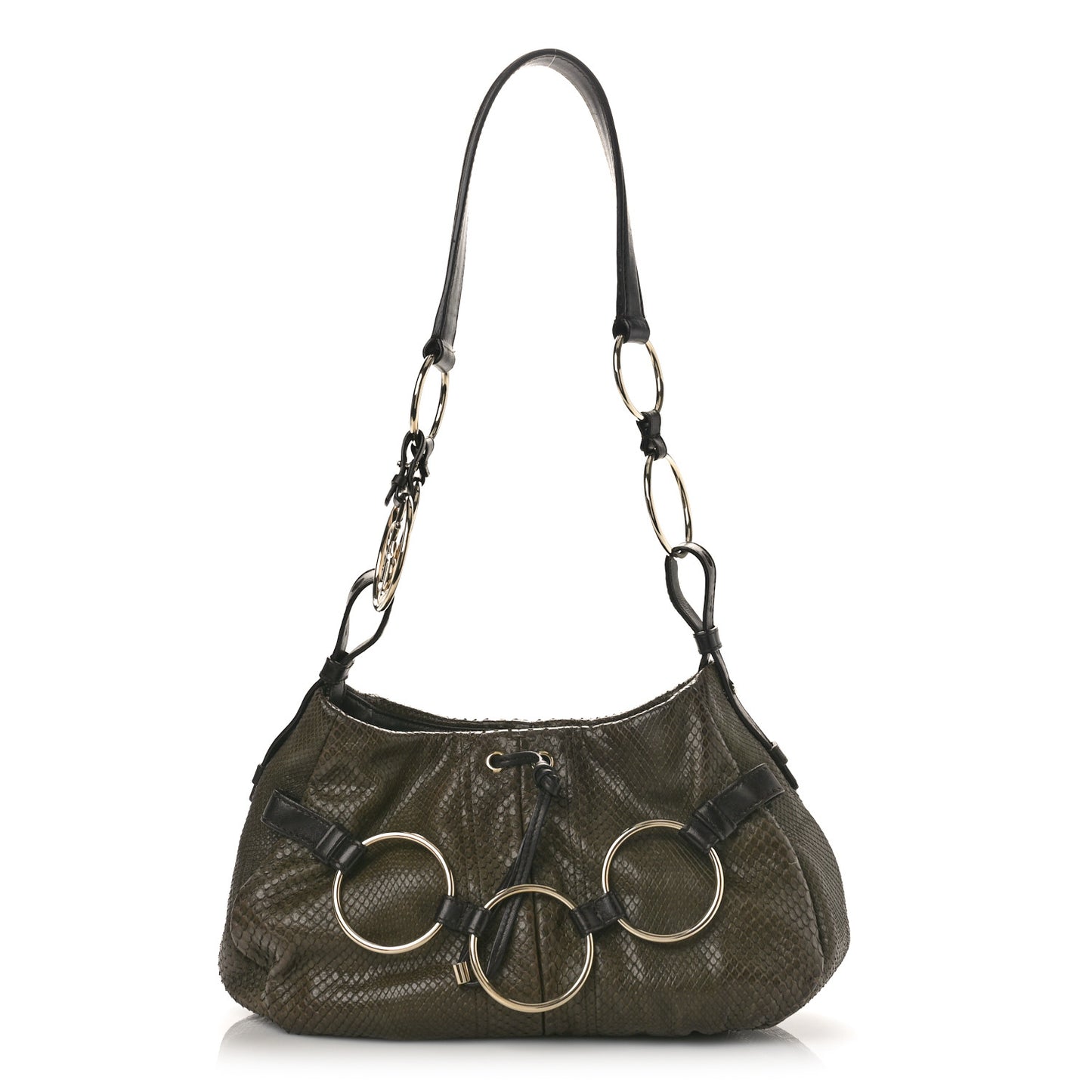 Snakeskin Saharienne Shoulder Bag Green