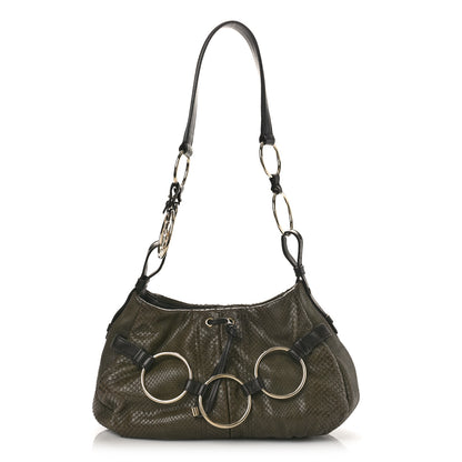 Saint Laurent Snakeskin Saharienne Shoulder Bag Green 1 of 9
