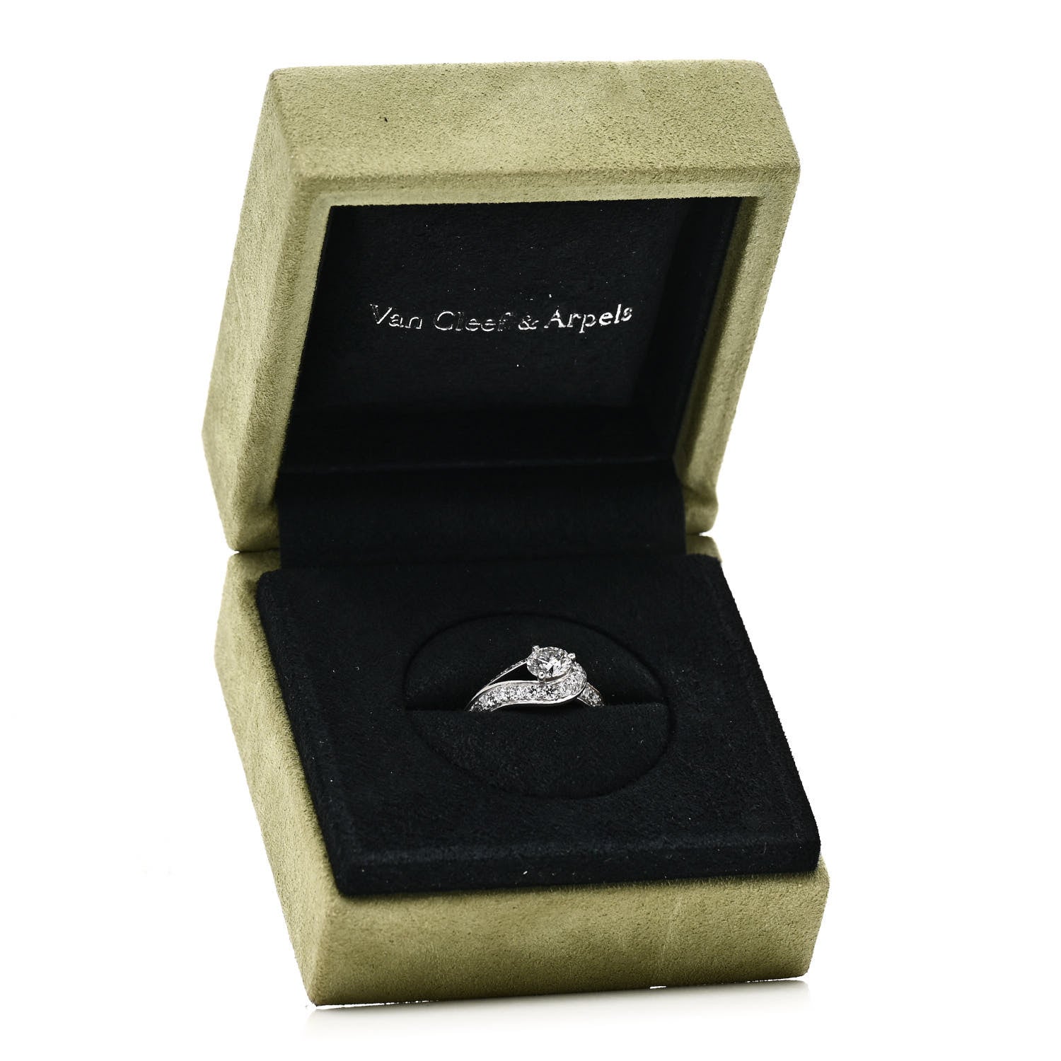 Van Cleef & Arpels Platinum Diamond .70ct Couture Solitaire Ring 48 4.5 7 of 7