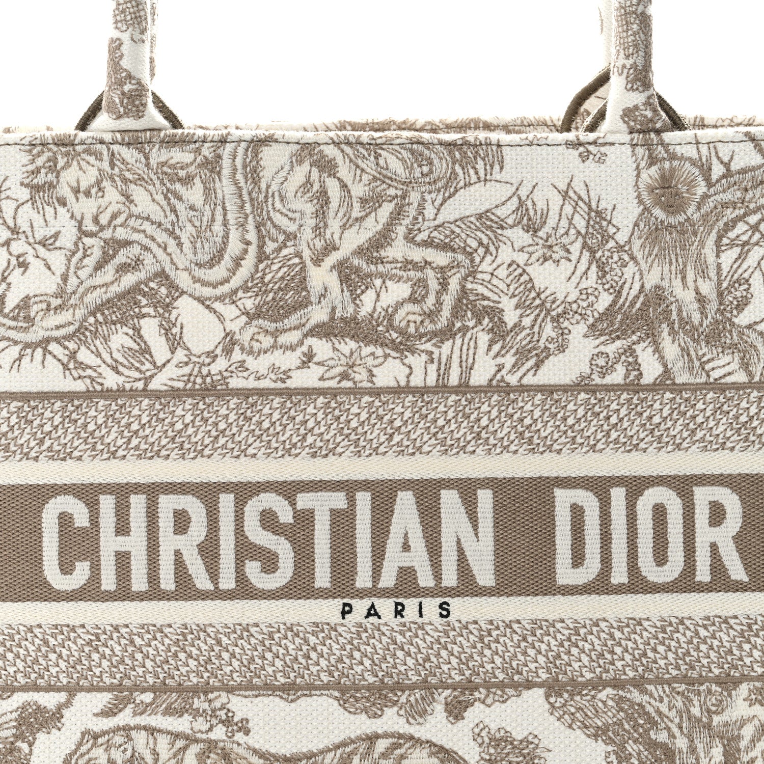 Christian Dior Canvas Embroidered Medium Dioriviera Toile De Jouy Book Tote Beige 8 of 10