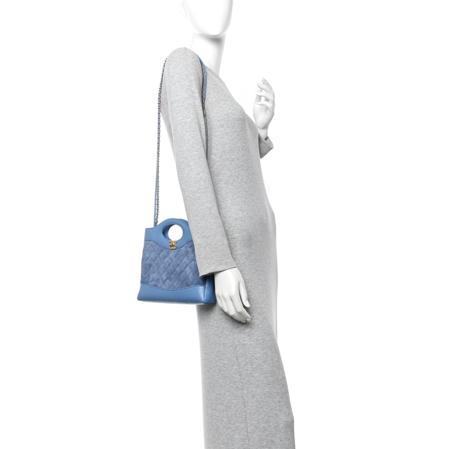 Chanel Calfskin Suede Quilted Mini 31 Shopping Bag Blue 2 of 10