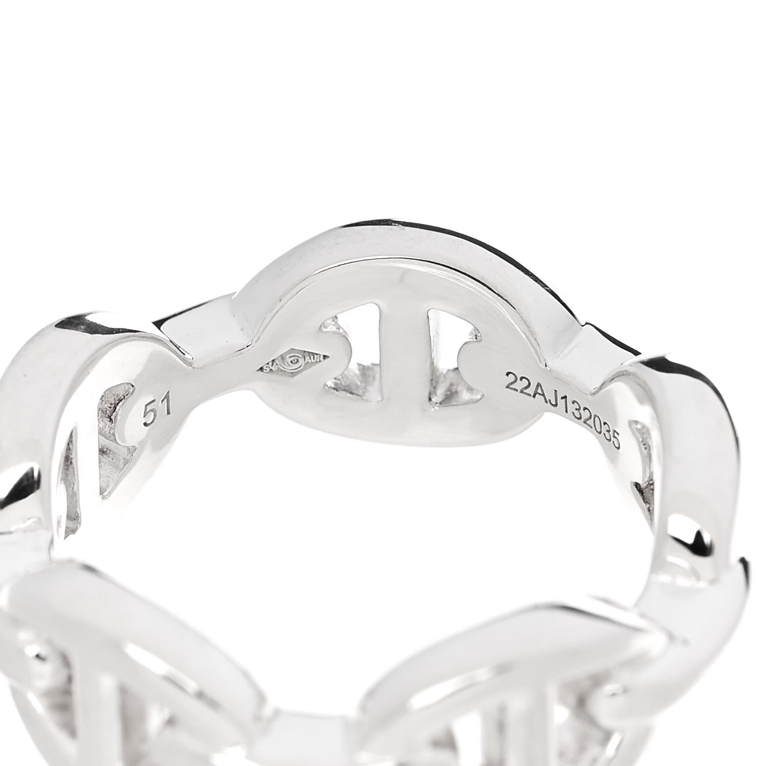 Hermes Sterling Silver PM Chaine d'Ancre Enchainee Band Ring 51 5.75 6 of 7