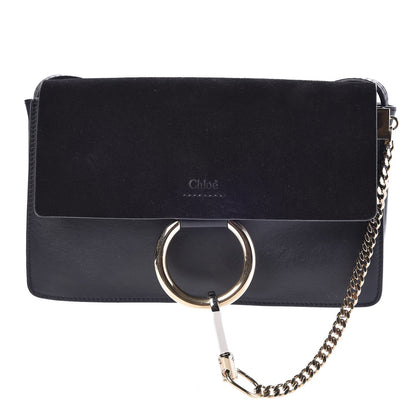 Chloe Suede Calfskin Small Faye Shoulder Bag Black 1 of 7