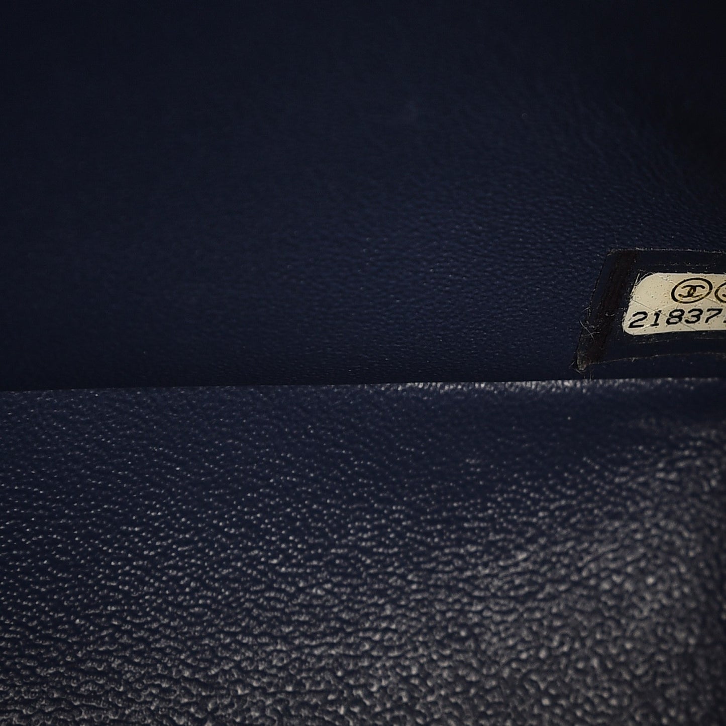 Crumpled Grained Calfskin Flap Navy Blue
