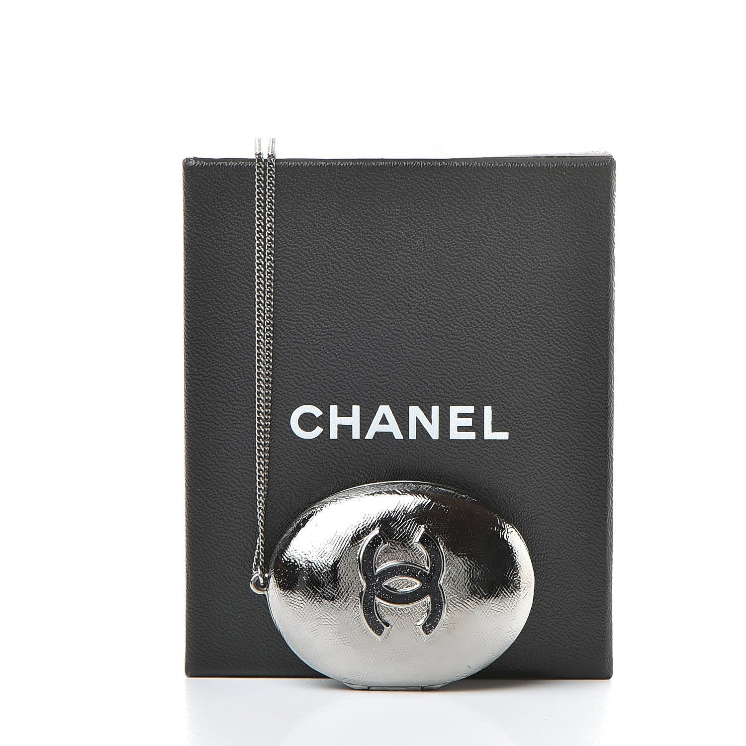 Chanel Ruthenium Locket CC Necklace Silver 8 of 8