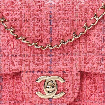 Chanel Tweed Quilted Mini Top Handle Rectangular Flap Dark Pink 8 of 10