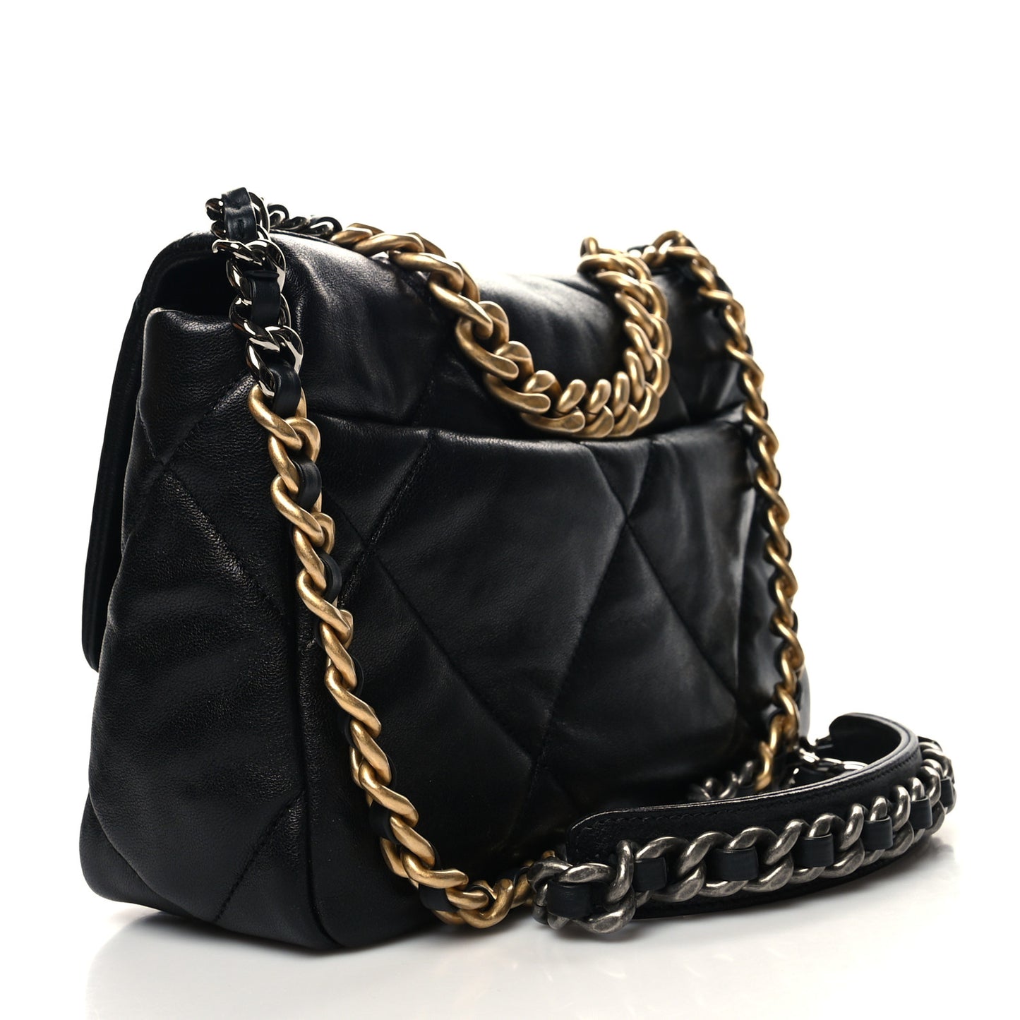 Lambskin Quilted Medium Chanel 19 Flap Black