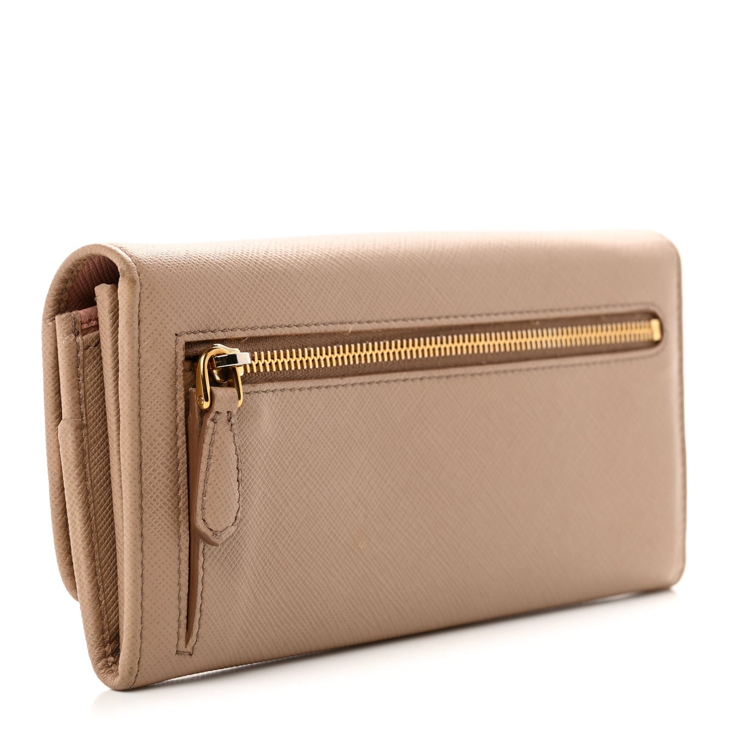Saffiano Bi-Color Metal Continental Flap Travel Wallet Cammeo Orchidea