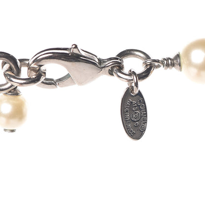 Chanel Crystal Pearl CC Long Necklace Silver 4 of 5