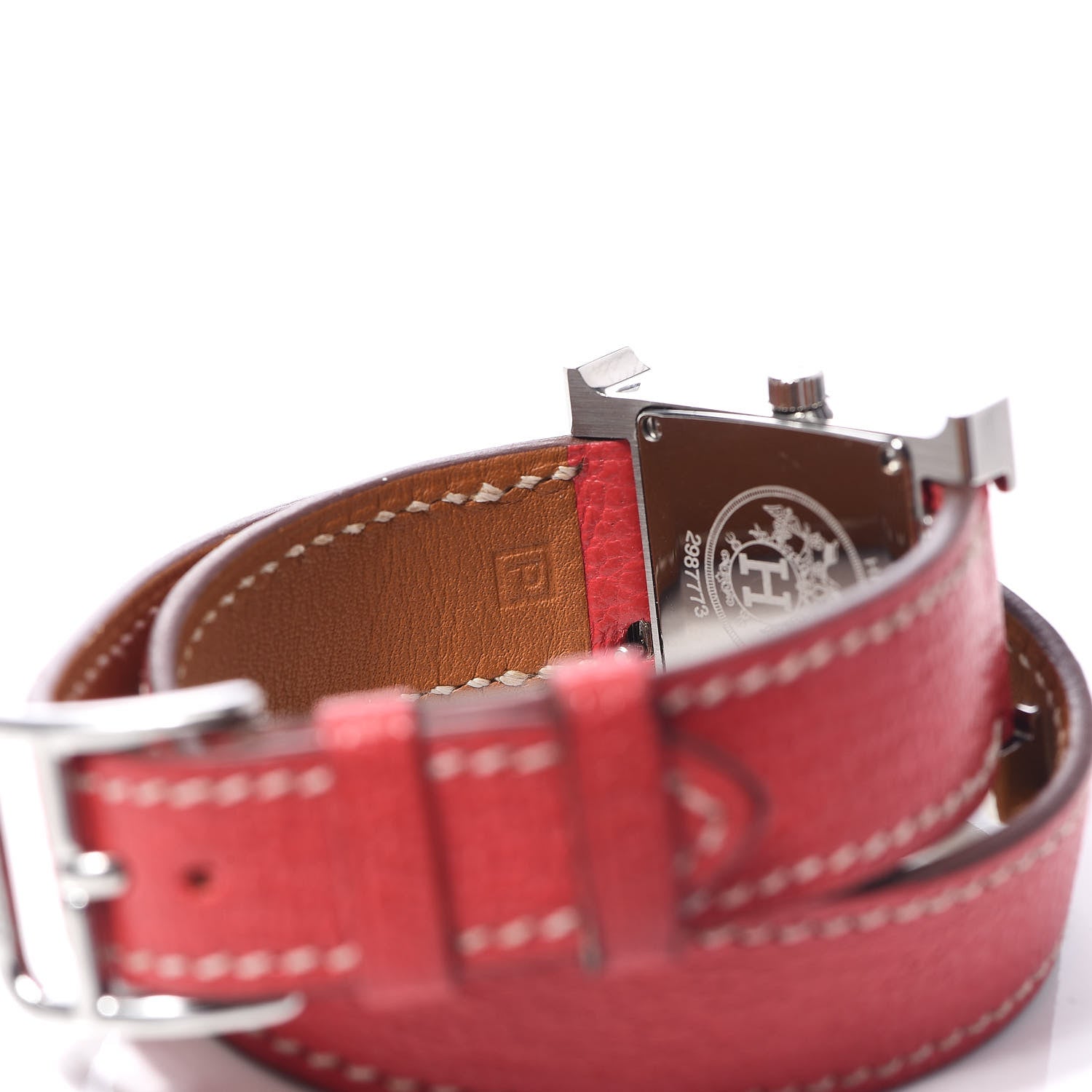 Hermes Stainless Steel Chevre Mysore 21mm Heure H Hour Double Tour Quartz Watch Bougainvillea 6 of 7