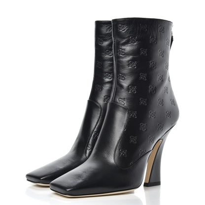 Fendi Vitello Karligraphy Embossed FFreedom High Heel Ankle Boots 39 Black 3 of 8