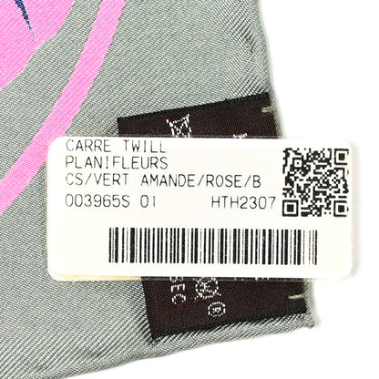 Hermes Silk Planifleurs Scarf 90 Vert Amande Rose Bleu 3 of 5