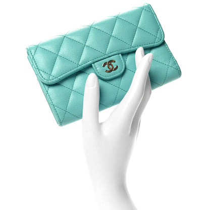 Chanel Caviar Quilted Medium Flap Wallet Light Blue 2 of 9