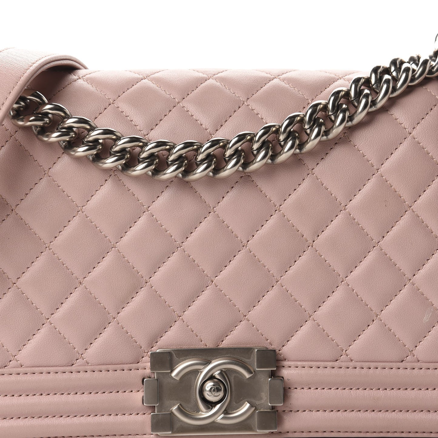 Lambskin Quilted Medium Boy Flap Light Pink
