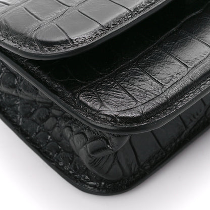 Balenciaga Extra Supple Calfskin Monochrome Crocodile Embossed Gossip Chain Bag XS Black 9 of 10