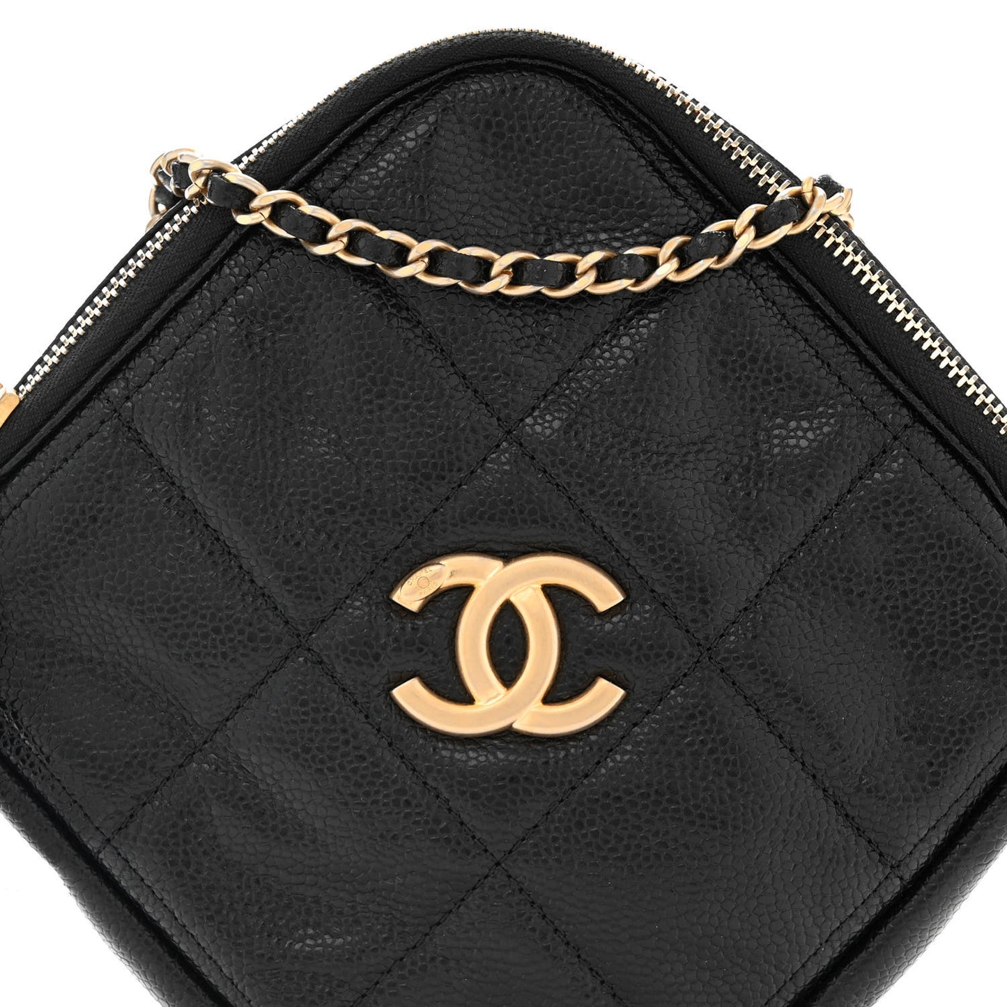 Caviar Quilted Diamond Clutch With Chain Black