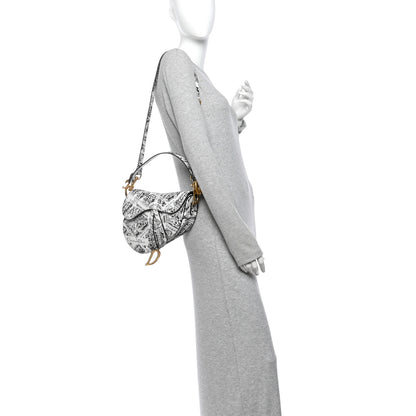 Christian Dior Calfskin Plan De Paris Printed Saddle Bag With Strap White Black 2 of 10