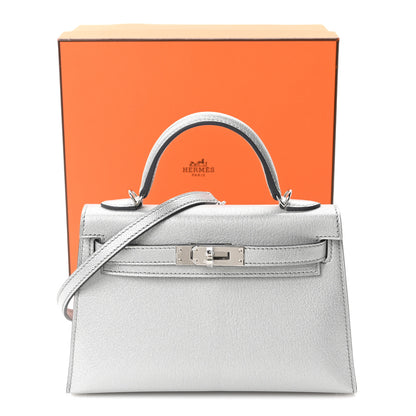 Hermes Metallic Chevre Chamkilight Mini Kelly Sellier 20 Argent 9 of 9