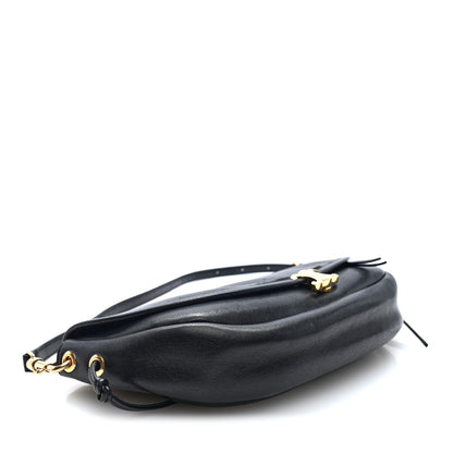 Celine Shiny Lambskin Soft Triomphe Little Half Moon Bag Black 4 of 9