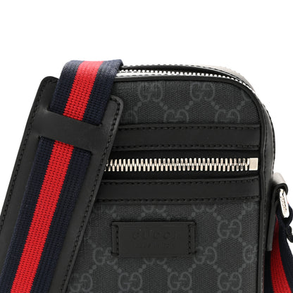 Gucci GG Supreme Monogram Appia Calfskin Web Small Camera Messenger Bag Black Grey 8 of 10