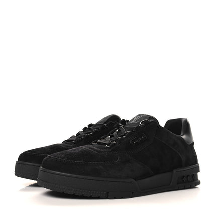 Louis Vuitton Suede Mens LV Trainer Sneakers 8.5 Black 4 of 8