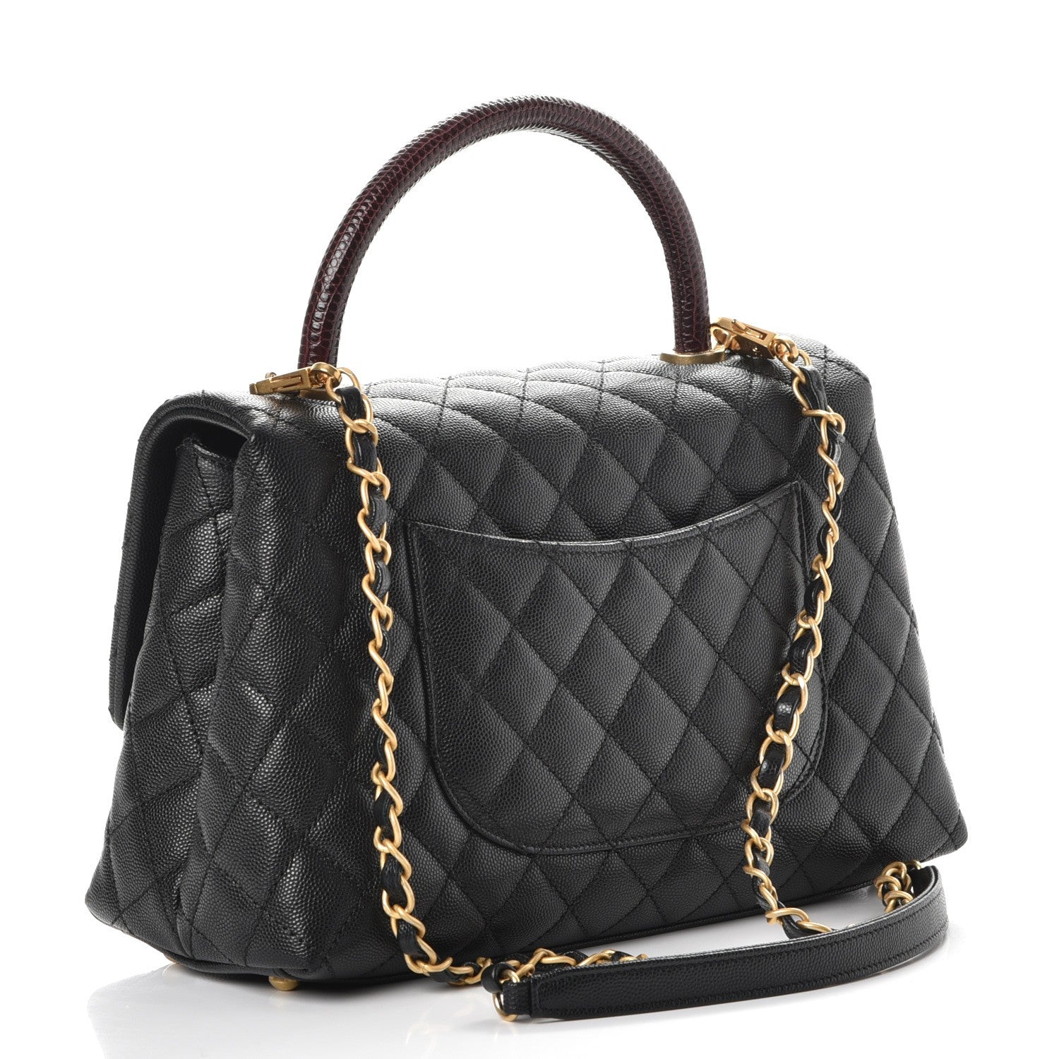 Chanel Caviar Lizard Quilted Small Coco Handle Flap Black 3 of 8