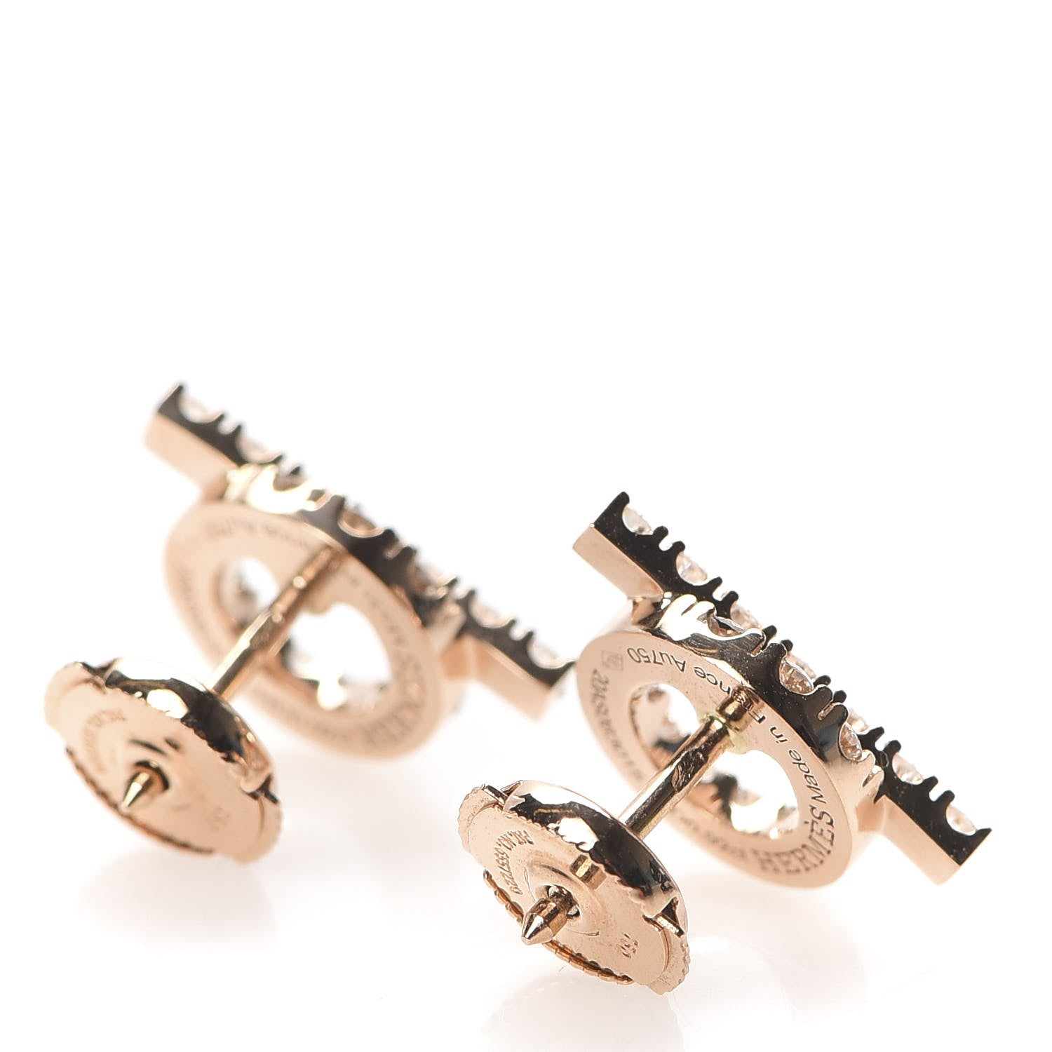 Hermes 18K Rose Gold Diamond Finesse Earrings 3 of 6