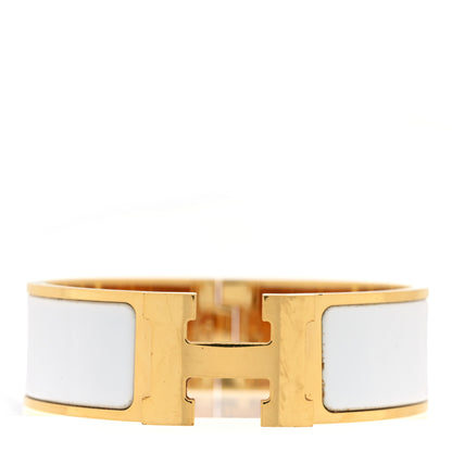 Hermes Enamel Wide Clic Clac H Bracelet PM White 1 of 4