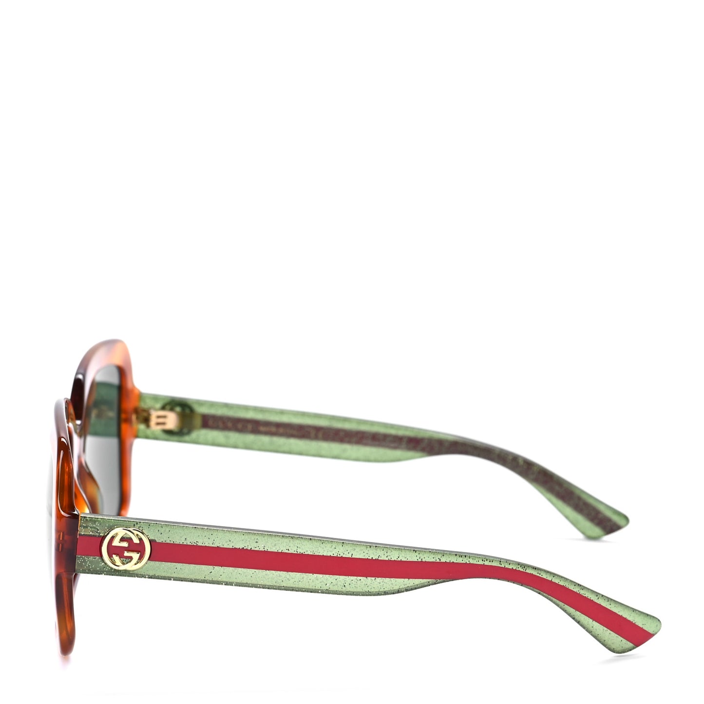 Acetate Square Frame Web Glitter Sunglasses GG0036S Havana