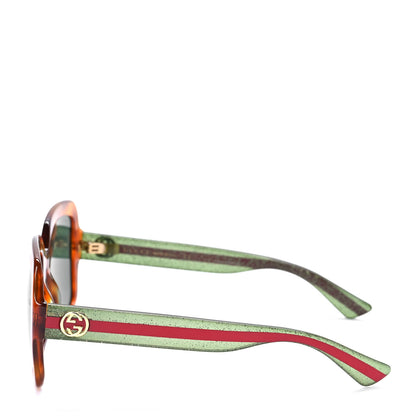 Gucci Acetate Square Frame Web Glitter Sunglasses GG0036S Havana 3 of 7