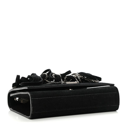 Saint Laurent Suede Fringe Chain Small Monogram Satchel Black 4 of 10