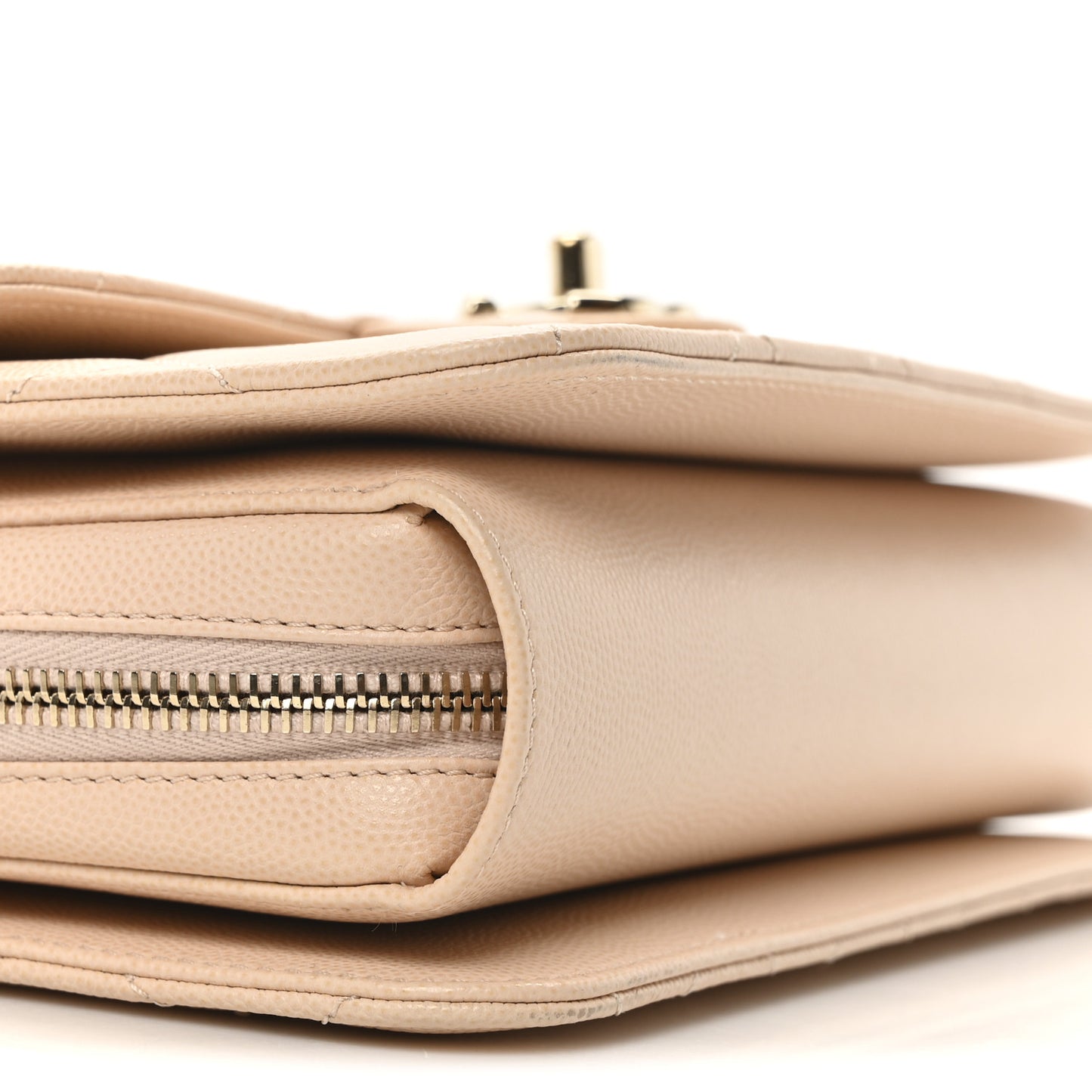 Caviar Quilted Large Like A Wallet Flap Light Beige