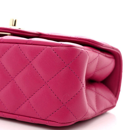 Chanel Lambskin Quilted Mini Crystal Top Handle Rectangular Flap Dark Pink 9 of 10