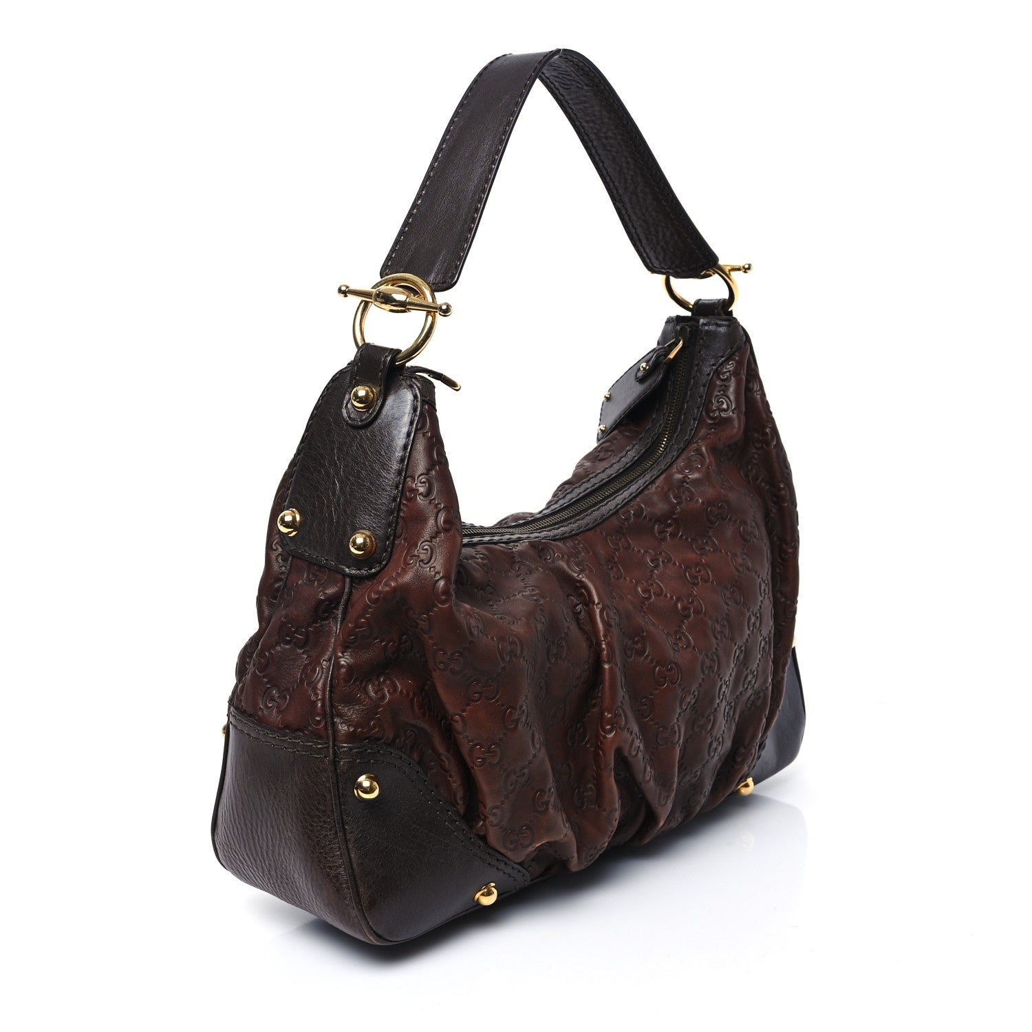 Gucci Guccissima Medium Jockey Hobo Dark Brown 3 of 12