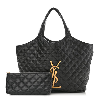 Saint Laurent Lambskin Quilted Maxi Icare Shopping Tote Black 1 of 14