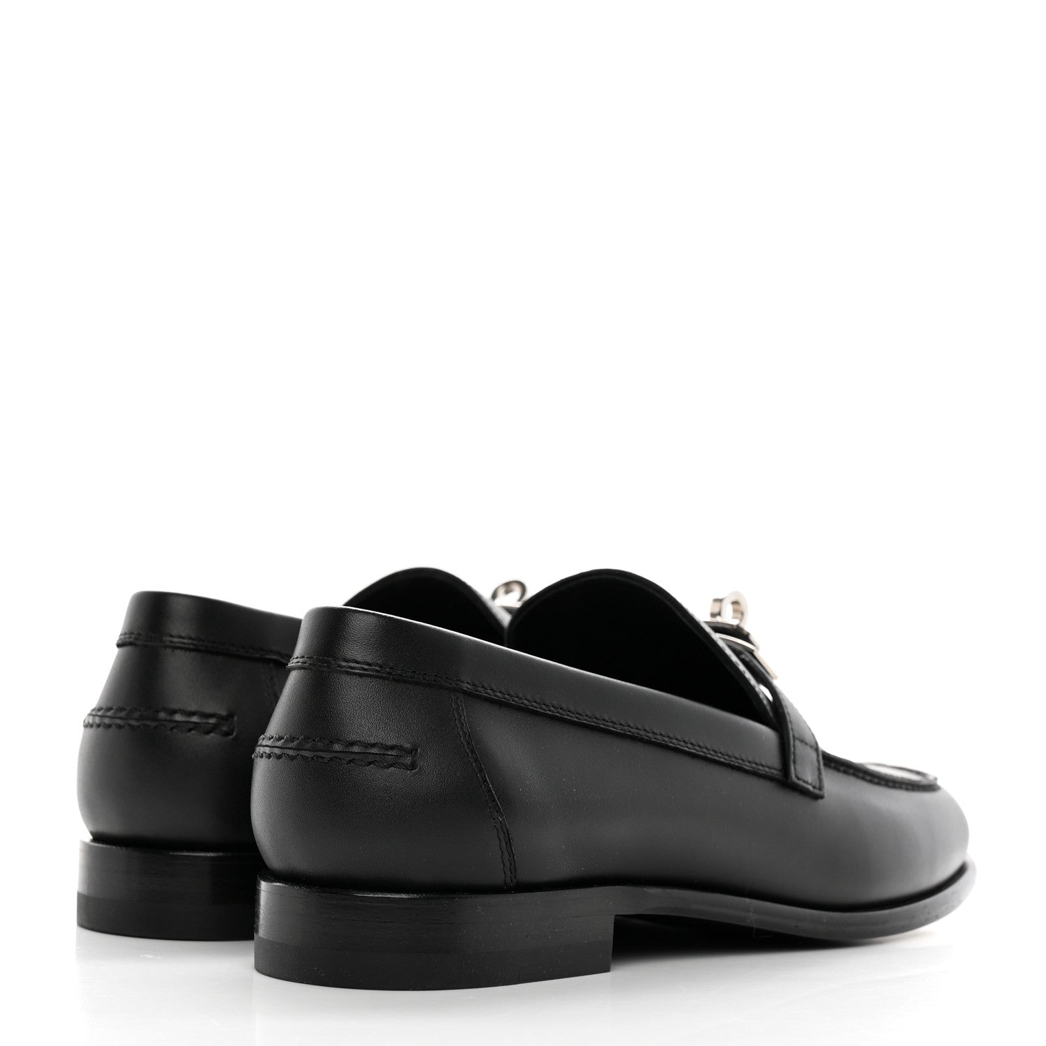 Hermes Calfskin Womens Destin Loafers 37 Black 4 of 12