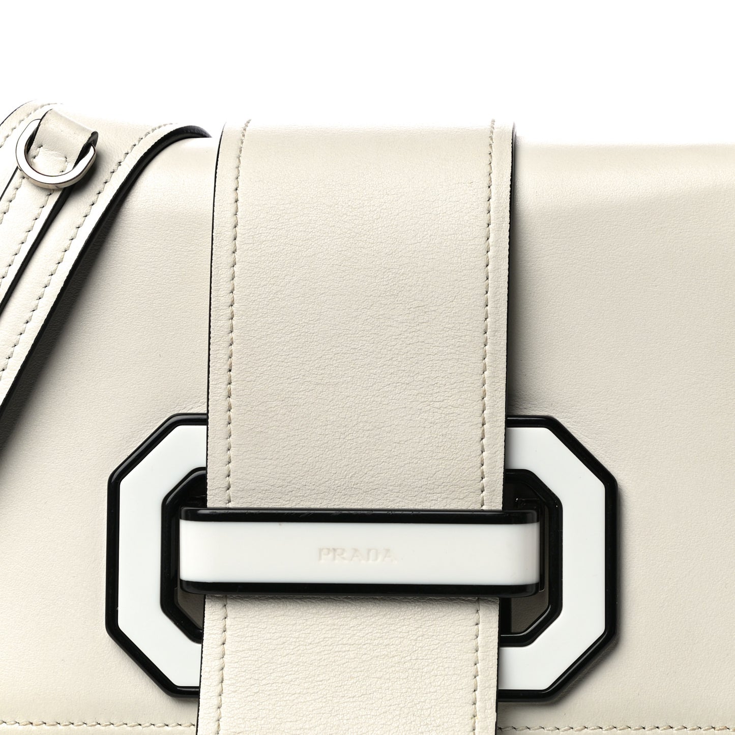 City Calf Plex Ribbon Bag White Black