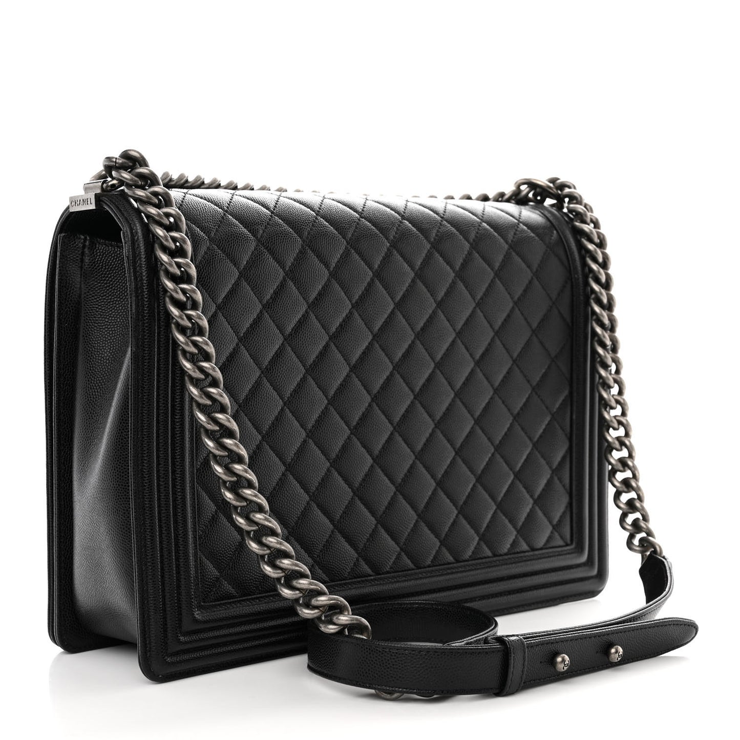 Caviar Quilted Large Boy Flap Black